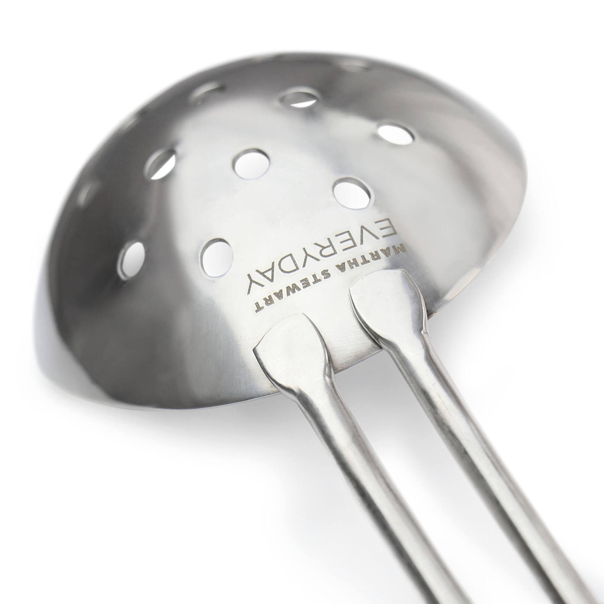 Martha Stewart Everyday Taupe Stainless Steel Slotted Spoon Kitchen Utensil